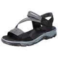Rieker Riemchensandale, Sommerschuh, Sandalette, Klettschuh, in sportiver Optik grau|schwarz 38 EU