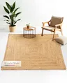 carpetfine Juteteppich Nele Beige handgewebt aus Jute 160x160 cm | Quadratischer Naturfaserteppich im Boho Style für Wohnzimmer, Küche und im Flur