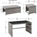Juskys 2in1 Polyrattan Relax Gartenmöbel Set Jamaika - Tisch, Gartenlounge Sofa - Balkonmöbel Sitzgruppe für Balkon, Garten - Outdoor Lounge gra... - Grau