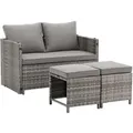 Juskys 2in1 Polyrattan Relax Gartenmöbel Set Jamaika Grau Meliert