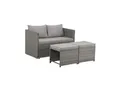 Juskys 2in1 Polyrattan Relax Gartenmöbel Set Jamaika - Lounge für Balkon & Outdoor, Balkonmöbel grau-meliert