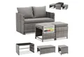 Juskys Gartenlounge-Set Jamaika, 2in1 Polyrattan Set, wetterbeständig, mit Sitzkissen, inkl. Tisch