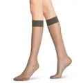 FALKE Feinkniestrümpfe Seidenglatt Kniestrümpfe transparent & glänzend (1-Paar) transparent & glänzend grau 39-42