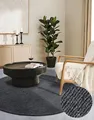 Villeroy & Boch Wollteppich Francois Rund - Natur Wohnzimmerteppich - Handgewebt & Natürlich - Boho Teppich Wolle für Wohnzimmer, Schlafzimmer, Esszimmer, Flur, Küche – Anthrazit, 200cm