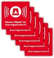 LYSCO Aufkleber Folienaufkleber Alarm rot, weiß oder hinter Glas Größe 5 x 5 cm, (langanhaltend, einfach ablösbar, 12tlg), Beschriftung: Dieses Objekt ist ALARMGESICHERT!