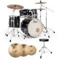 Pearl Export Schlagzeug EXX705NBR/C31 Black + Sabian Becken + keepdrum Hocker