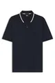 BOSS Herren Penrose 38 Slim-Fit Poloshirt aus Baumwolle mit gestreiftem Kragen Dunkelblau M