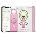 Noyzie Personenalarm für Frauen mit GPS-Tracker – finde geliebte Menschen über Apple „Wo ist?“ App – USB-ladbarer 130dB Sicherheitsalarm, Bluetooth-Schlüsselfinder & Batterieanzeige Rosa GPS