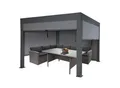 Pergola MCW-L46 mit Seitenwand, Lamellen-Pavillon Rollo, 10cm-Alu-Gestell, sturmfest 3x3m ~ anthrazit