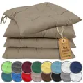 NatureMark 4er Set Stuhlkissen mit Bändern 40x40 cm – Gefüllte Sitzkissen, Outdoor & Indoor – Sand/Beige