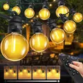 Bowfar Lichterkette Außen Strom, 15M G40 Glühbirnen Balkon Lichterketten Outdoor mit 23+2 Stk, IP68 Wasserdicht Dimmbar Pavillon String Lights mit Fernbedienung für Garten Terrasse Party Hochzeit