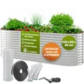 TTL GARDEN 240x80x80cm Spirit L Metall Hochbeet Silber - Stahl rostfrei verzinkt Wellblech ovale Form sehr groß stabil & wetterfest Garten Beet für Gemüse Kräuter Blumen Gartenbeet Gemüsebeet