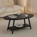 Hawthyhome Runder Beistelltisch 2-stöckiger Couchtisch mit Stauraum moderner Massivholztisch geeignet für Wohnzimmer und Schlafzimmer, Schwarz