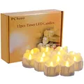 PChero LED Teelichter mit 6 Stunden Timer, 12er Set Elektrische Flammenlose LED Kerzen Flackernde Flamme mit Batterie und Timerfunktion für Halloween Party Zimmer Silvester Kürbis Deko Weihnachten