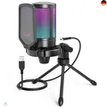 FIFINE Gaming Mikrofon PC, USB Microphone für Streaming Podcast Studio, mit
