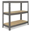 shelfplaza Pro 90x100x50 cm Schwerlastregal in grau mit 3 Böden und 200 kg Traglast pro Boden