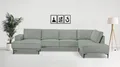 OTTO home Wohnlandschaft XXL Sofa Oland, Struktur, Flachgewebe, Luxus-Microfaser, Boucle, U-Form, 345 cm, Wellenunterfederung, Skandi-Design, Metallfüße