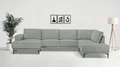 Wohnlandschaft OTTO HOME "XXL Sofa Oland, Struktur, Flachgewebe, Luxus-Microfaser, Boucle", blau (sapphire), B:345cm H:85cm T:210cm