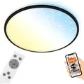 LED Deckenleuchte CCT WiFi Bluetooth Sternendekor 42W schwarz Ø33cm Briloner - Schwarz