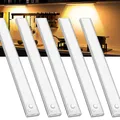 Unterbauleuchte Küche Led Schrankbeleuchtung Bewegungsmelder - Warmweiß 5 Stück 20 CM Licht USB Aufladbar Innen Batterie Aufladbar Led Schrank Leiste Lampe für Kleiderschrank Unterschrank Küchen