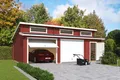 Garage Stufendach 44 mm Hawaii mit Schwingtor rot 820x520 cm Lasita