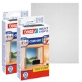 tesa Insect Stop Klett Fliegengitter Premium für Fenster, Insektenschutz mit starkem Klettband, rückstandsfrei entfernbar, zuschneidbar, ohne Bohren - 2X 130 cm x 130 cm - Anthrazit (Durchsichtig)