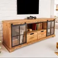 Lowboard HERITAGE - 160cm - natur - Massivholz Metall - Industrial-Türen Vitrine
