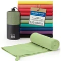 Blumtal Sporthandtuch Mikrofaser Handtuch - kompakte Mikrofaser Handtücher, Mikrofaser (inkl. Transporttasche, einzeln oder als Set verfügbar, 1-St), ultra leicht & schnelltrocknend, Reisehandtuch, Strandhandtuch grün 100 cm x 200 cm