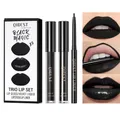 3 Stück Schwarz Matt Flüssiger Lippenstift,Lipliner,Lipgloss Trio Lippen Set ...