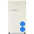 MEDION Retro Kühlschrank (91 Liter, 91cm Höhe (höhenverstellbare Füße), höhenverstellbare Glasablagen, transparente Gemüseschublade, freiste... - Beige