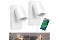 SSC-LUXon LED Wandleuchte NERU Nachttischlampe Wand weiß 2er GU10 USB Lichtschalter