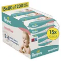 Pampers Feuchte Tücher Sensitive 15x Feuchttücher, 1200 Stück