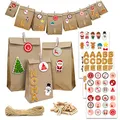 DuneDesign Adventskalender zum Befüllen 2025-24 große Papiertüten in 3 Größen - 100 Sticker Bastelset DIY Weihnachtskalender - Personalisierte Adventstüten Weihnachten zum Selber Basteln