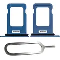 iPHONE 13 SIM KARTEN HALTER TRAY ADAPTER FACH STECKER SLOT CARD + NADEL BLAU - Blau