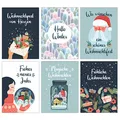 Papierdrachen Weihnachtskarten - 12 liebevoll gestaltete Postkarten zu Weihnachten - Kunstdruck zum Verschicken, Pakete dekorieren - Grußkarte Weihachten - Schneekugeln Karten Set 17