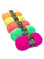 PSYWORK 6er Pack 6 x 50g Schwarzlicht Wolle Neon | Gemischt Farben Mix Bunt Multicolor Sortiment | Strickgarn aus 100% Polyacryl | zum Häkeln & Stricken | fluoreszierend leuchtend