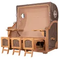 Strandkorb-Set - bene living - Ammersee Grande XXL Teak - PE grau - Modell 586 - inkl. Liftersystem