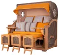 Strandkorb-Set - 3-Sitzer - Ammersee Grande XXL Teak - PE grau - Modell 586