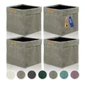Lycce Kallax Boxen Cordstoff 4er Set | faltbare Aufbewahrungsboxen 33 x 33 x H31 cm mit abnehmbarem Cordbezug waschbar | Ordnungsboxen passend für Kallax Regal | taupe