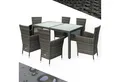 Casaria Garten-Essgruppe, (7-tlg), Gartenmöbel Set 6 Stühle inkl. 7cm Polster Tisch 150x90cm grau