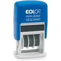 Colop Datumstempel Mini Dater S160 mit Text Gescannt Abdruck Blau/Rot (147647)