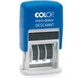 COLOP Stempel Datumstempel mit Text selbstfärbend blau rot