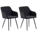 2er Set Esszimmerstuhl Shila Schwarz Samt