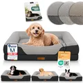 ELONEO orthopädisches Hundebett kleine Hunde - 76x51x17cm, Hundekorb mit Memory Foam, Hundematte wasserdicht und waschbar, Hundekissen, Hundematratze mit weicher Polsterung, schwarz