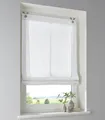 Raffrollo mit Ösen Brondy weiss halbtransparent Leinenoptik Raffgardine mit Hakenaufhängung ohne Bohren Breite 60 cm x Höhe 140 cm