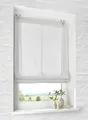 Raffrollo mit Ösen Brondy weiß halbtransparent Leinenoptik Raffgardine mit Hakenaufhängung ohne Bohren Breite 60 cm x Höhe 140 cm