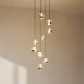 Pendelleuchte Lucande, Hayley, Schwarz, für Wohnzimmer, Glas, Design