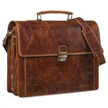 STILORD "Stanley Aktentasche Herren Leder mit Schloss für 17 Zoll Laptop Business Tasche Echtleder Vintage Laptoptasche Groß Umhängetasche XL mit Trolley Halterung Farbe:cannes - braun