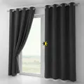 BEAUTEX Verdunkelungsgardine mit Ösen, Blackout Ösenschal Blickdicht abdunkelnd, Größe und Farbe wählbar (Breite: 140 cm, Höhe: 225 cm, Dunkelgrau)