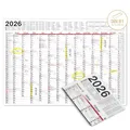 TOBJA Wandkalender 2026 groß mit Feiertagen und Ferien DE, AT | Jahresplaner 2026 Wandkalender 100x70 cm | XXL Wandkalender gefalzt | Hochwertiger Kalender [1 Stück gefalzt]